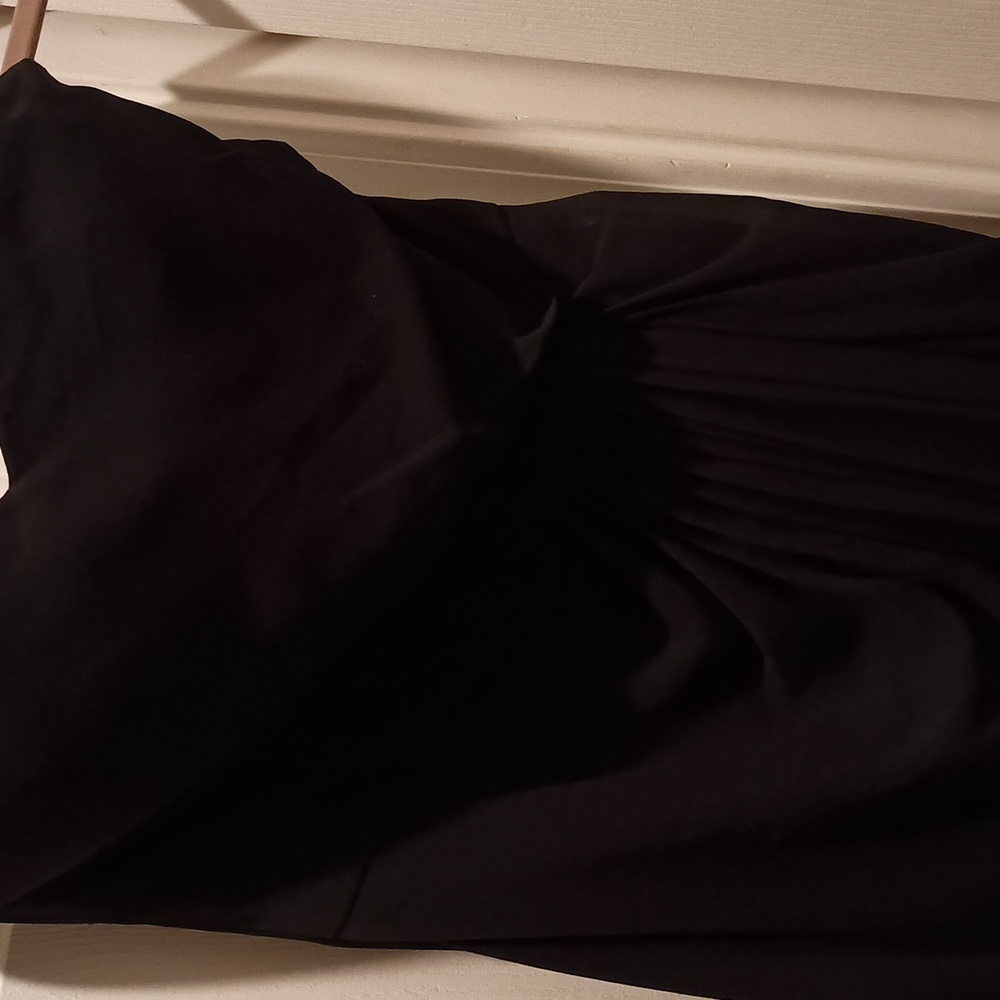 A strapless draped gown
